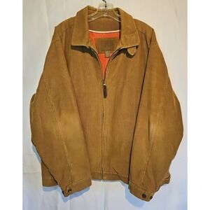 Corduroy Barn Jacket Men's XL Vintage Y2K Camel Brown Zip Coat
